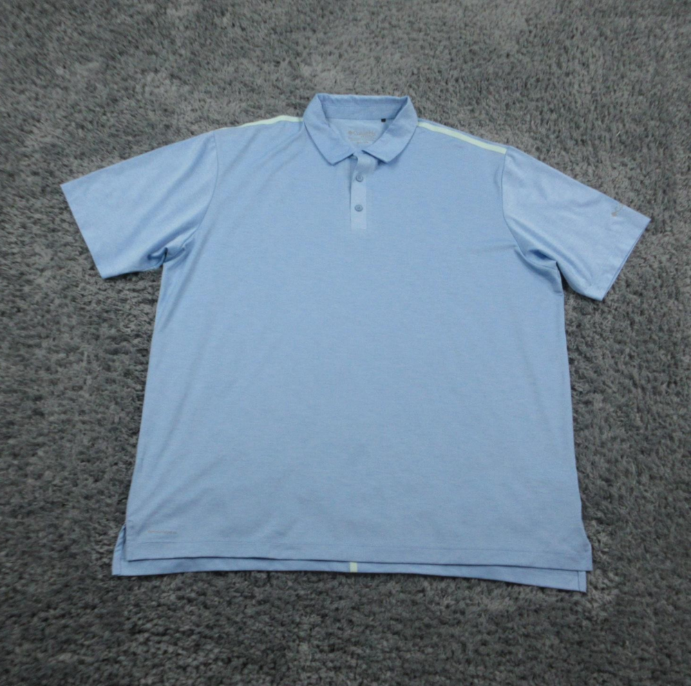 Columbia Golf Polo Shirt Mens 2XL Blue Omni-Wick Alignment Stretch Lightweight